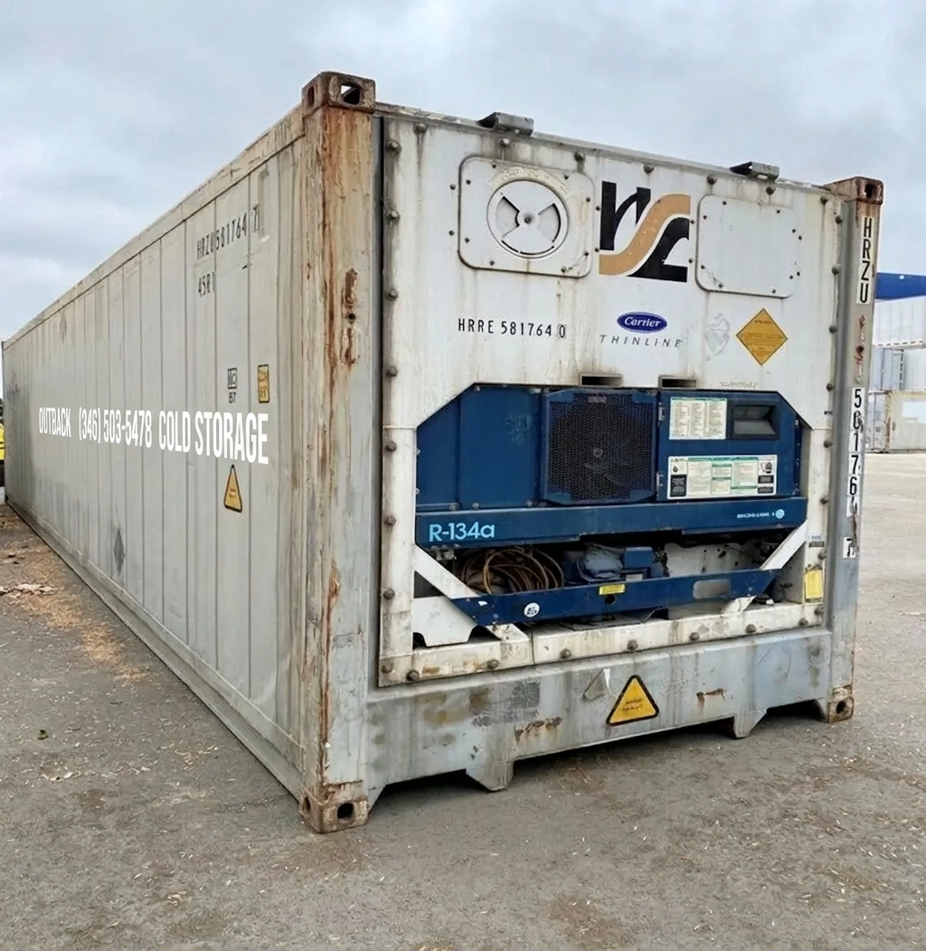 40ft HC Reefer Container–Wind & Water Tight, Non-Working For Sale — Front Exterior View 40ft HC Reefer Container–Wind & Water Tight, Non-Working For Sale — 40ft refrigerated container (image 1 of 5)